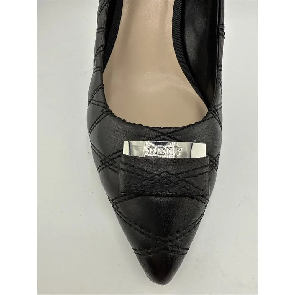 DKNY Womens Evie Black Quilted Leather Pointed Toe Classic Pumps Size 6.5 US NWB